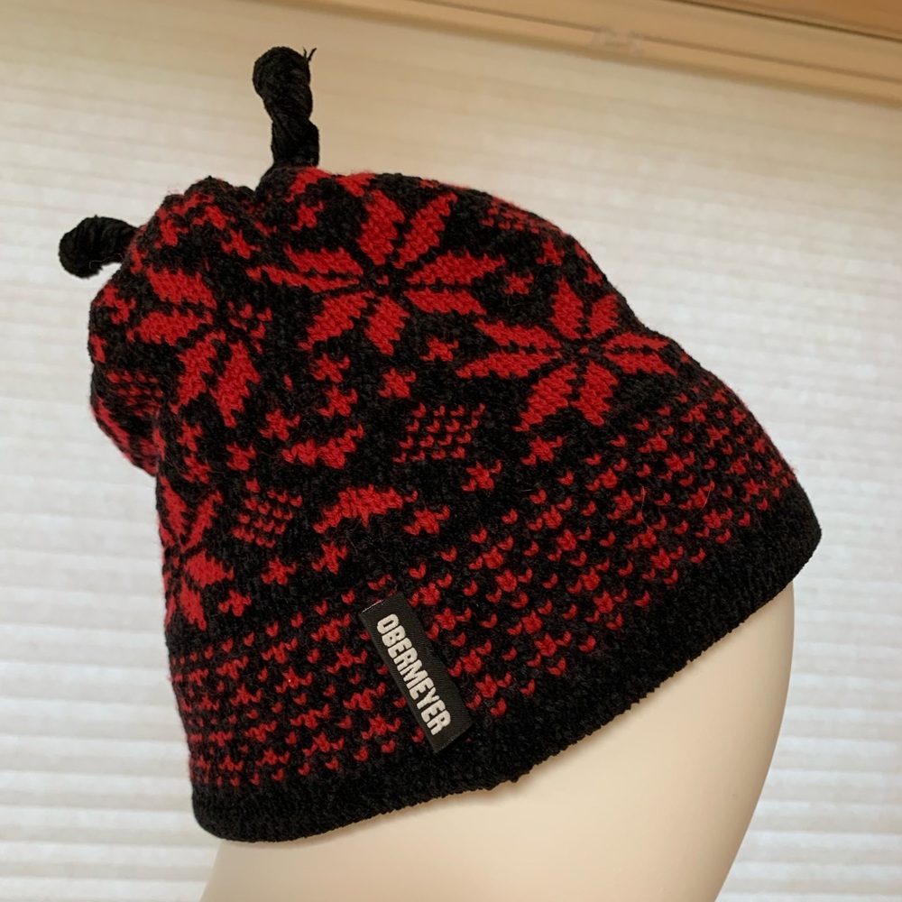 Obermeyer Red and Black Beanie Hat. Men & Women